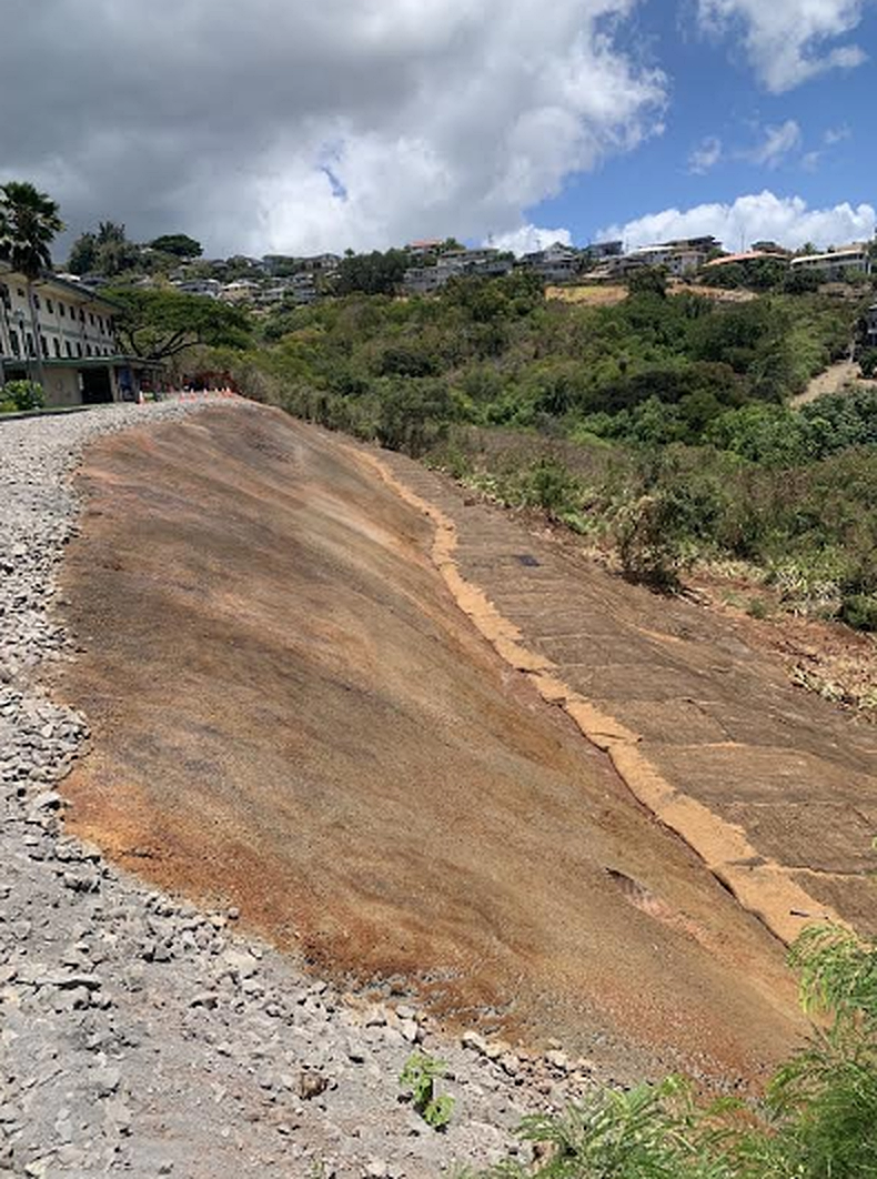 Finished slope stabilization above the Kamehameha Schools campus